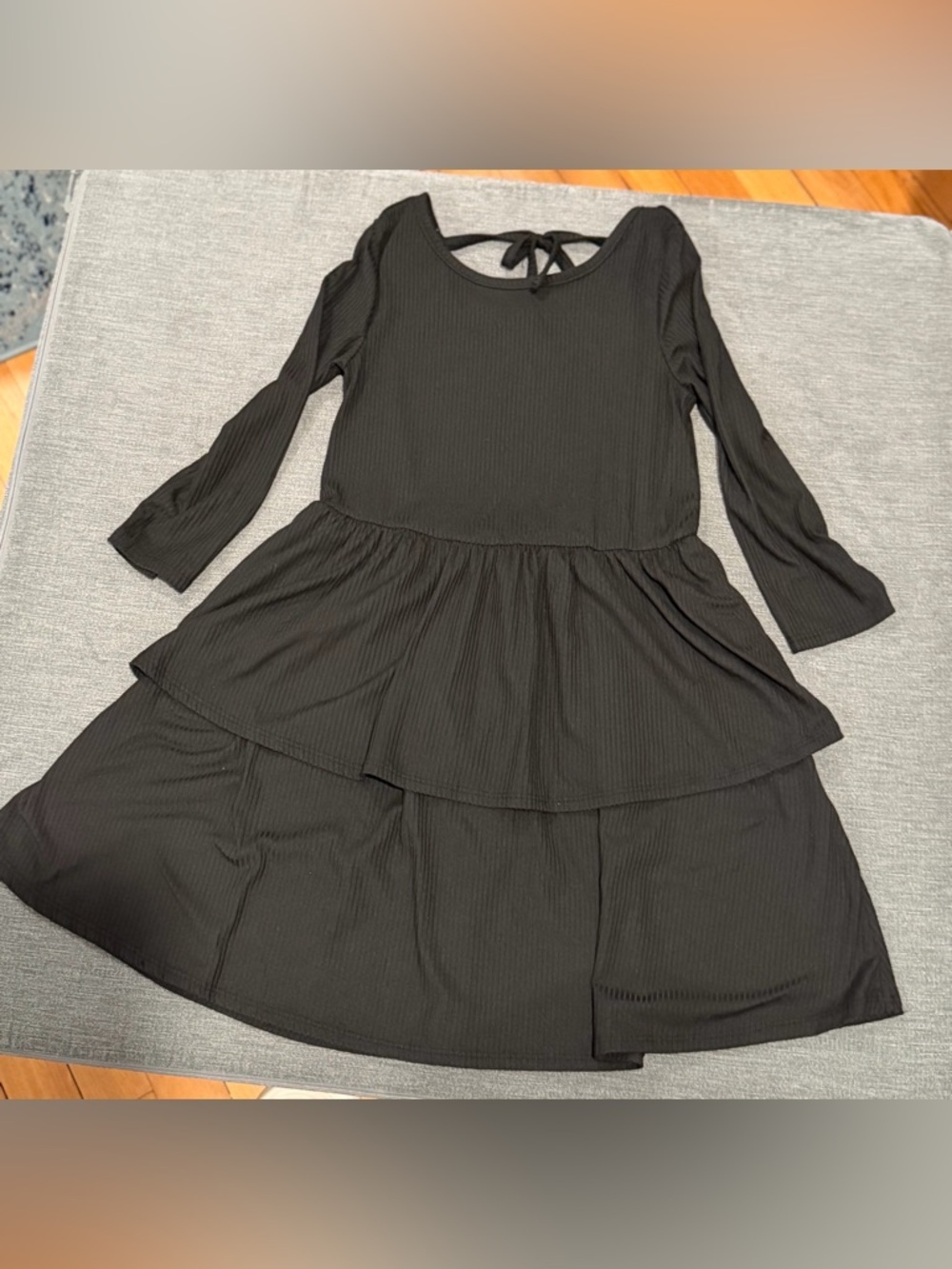 Epic Threads Black Tiered Girls' Dress with Back Tie - M